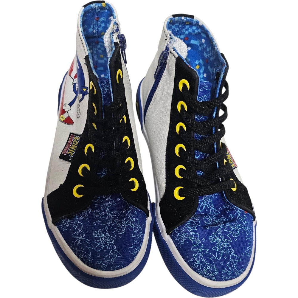 SEGA Sonic The Hedgehog Kids High-Top Character Sneakers Blue White Size 1 - Picture 3 of 9